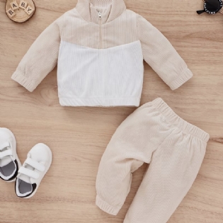 Baby Drenge Colorblock Sweatshirt + Matchende Sweatpants Sæt Babytøj Til Vinteren