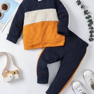 Baby Drenge Colorblock Sweatshirt + Matchende Sweatpants Sæt Babytøj Til Vinteren