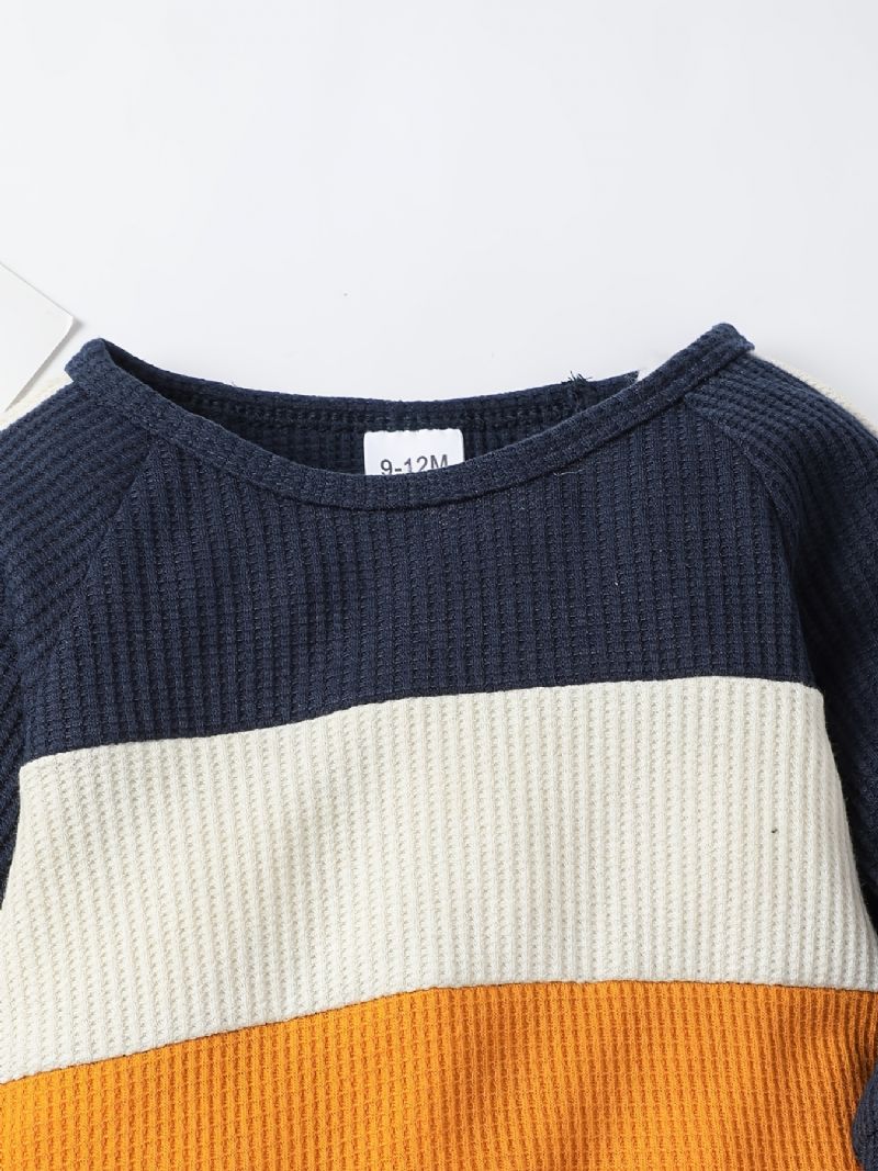 Baby Drenge Colorblock Sweatshirt + Matchende Sweatpants Sæt Babytøj Til Vinteren