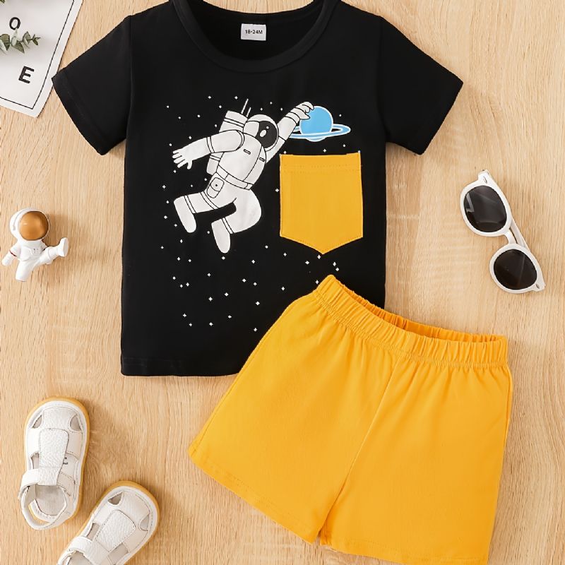 Baby Drenge Crop Sleeve & Matchende Shorts Sæt
