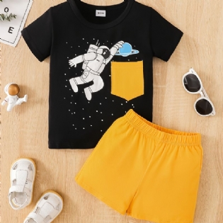 Baby Drenge Crop Sleeve & Matchende Shorts Sæt