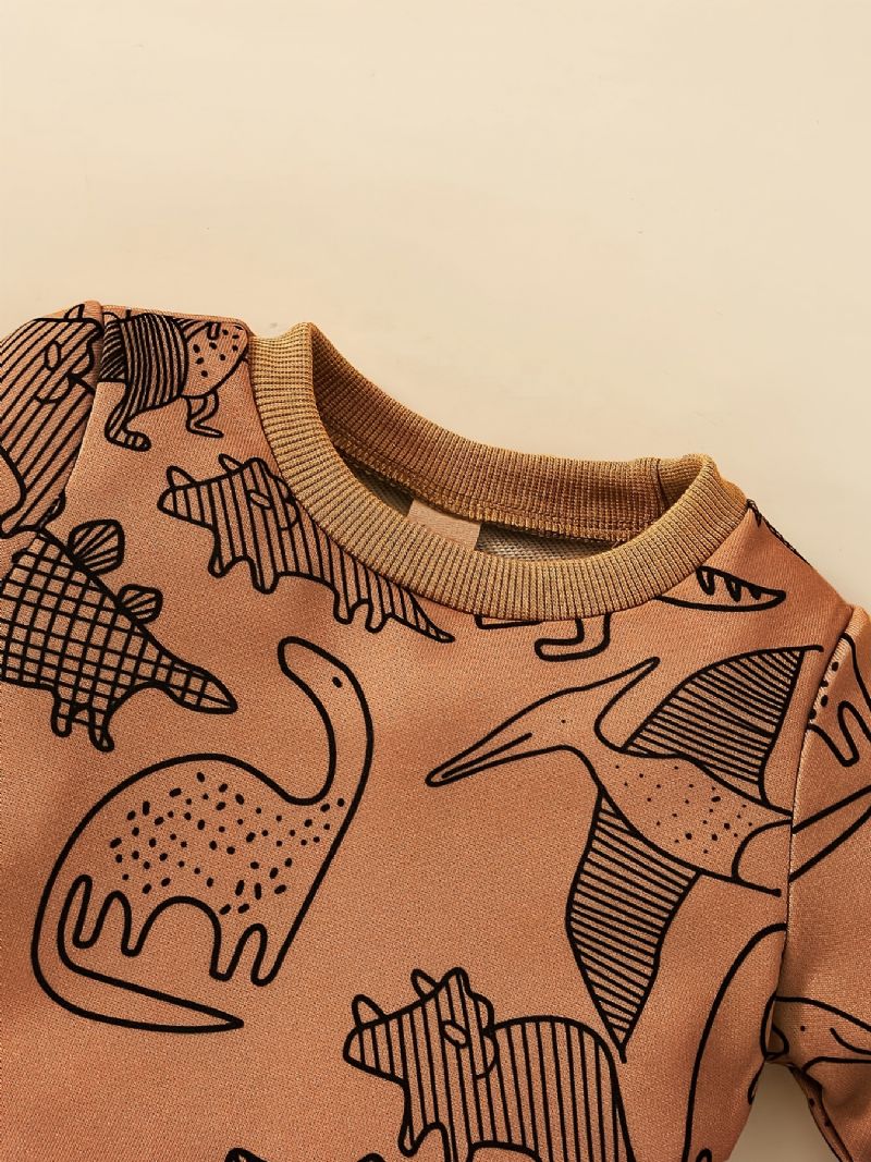 Baby Drenge Dinosaur Print Sweatshirt + Matchende Joggingbukser Sæt Babytøj