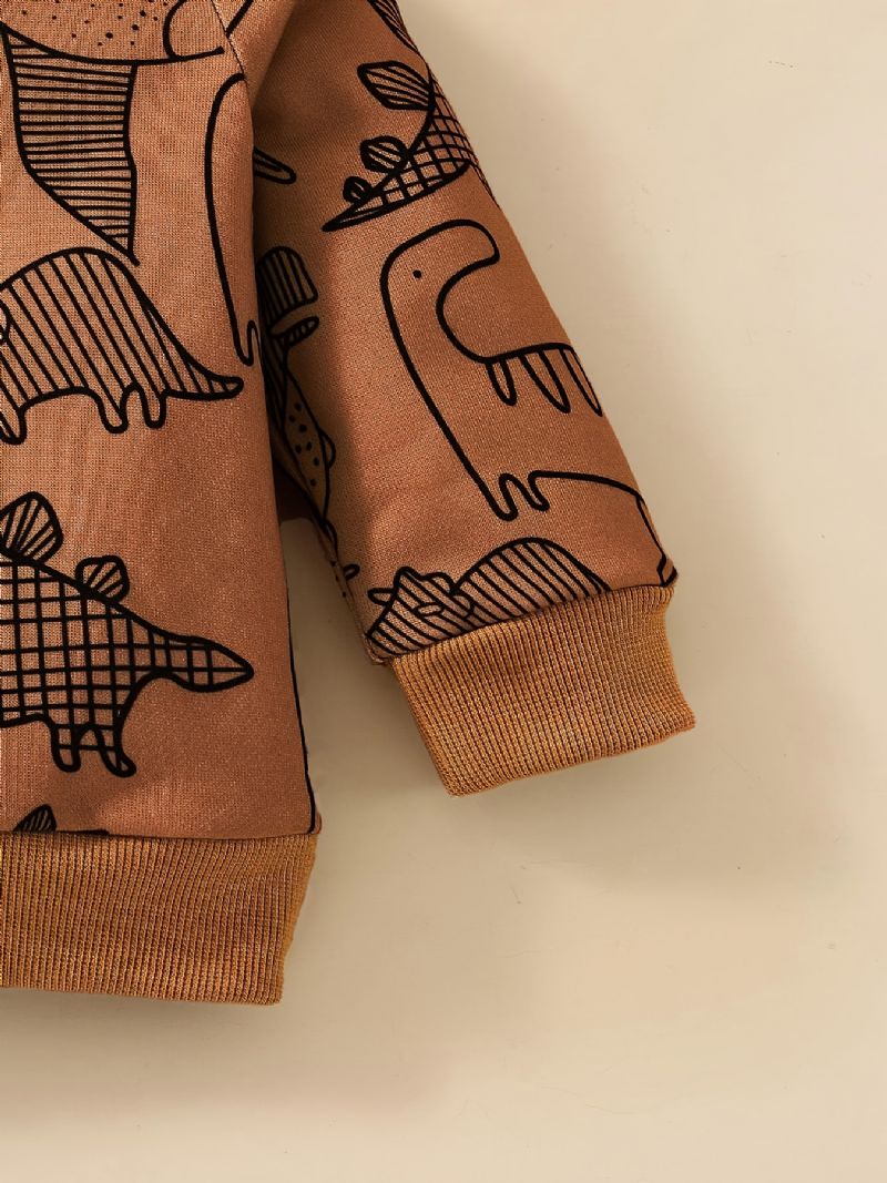 Baby Drenge Dinosaur Print Sweatshirt + Matchende Joggingbukser Sæt Babytøj