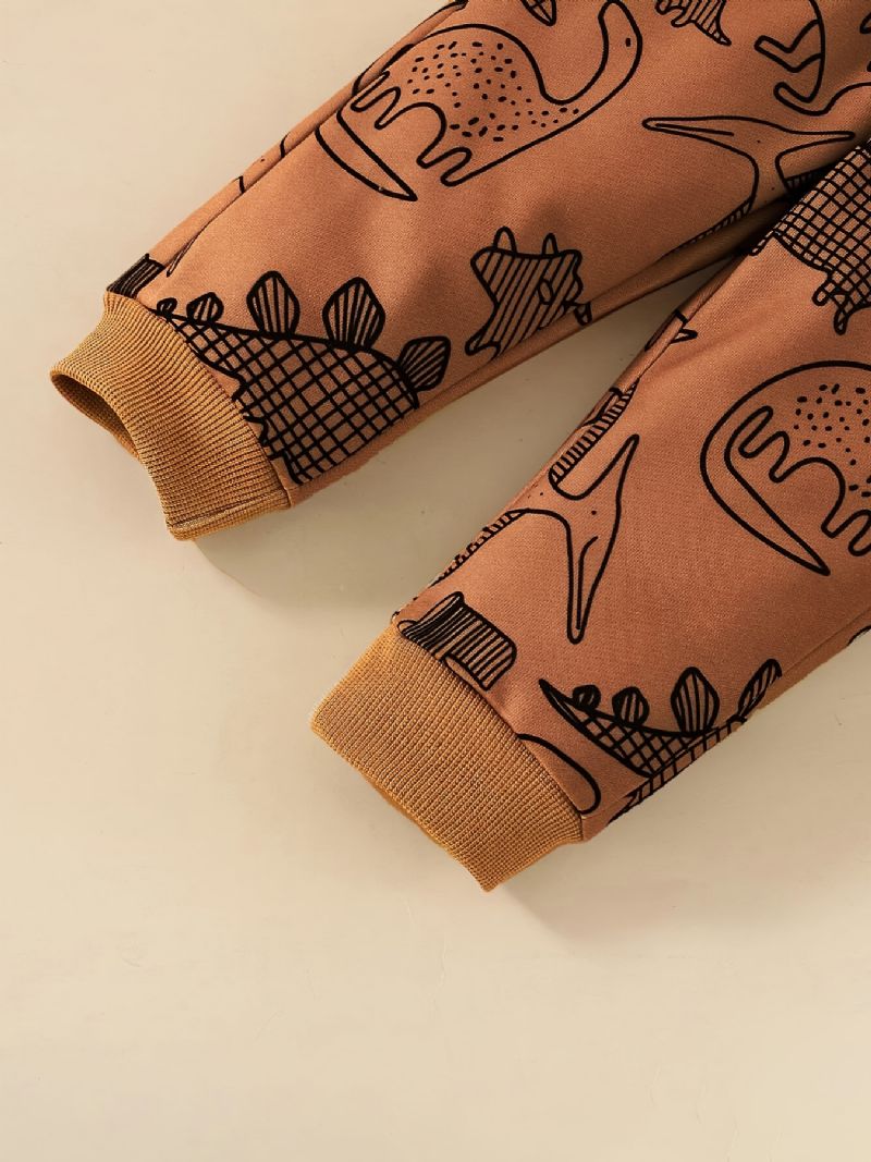 Baby Drenge Dinosaur Print Sweatshirt + Matchende Joggingbukser Sæt Babytøj