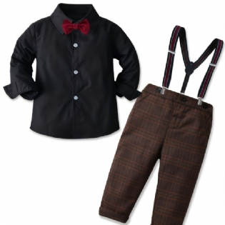 Baby Drenge Formelt Tøj Sæt Gentleman Butterfly Skjorter + Seler Bukser Outfits