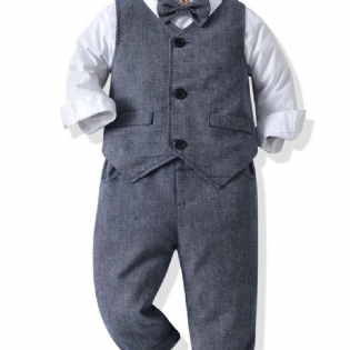 Baby Drenge Gentleman Outfit Formel Jakkesæt Langærmet Tøjsæt