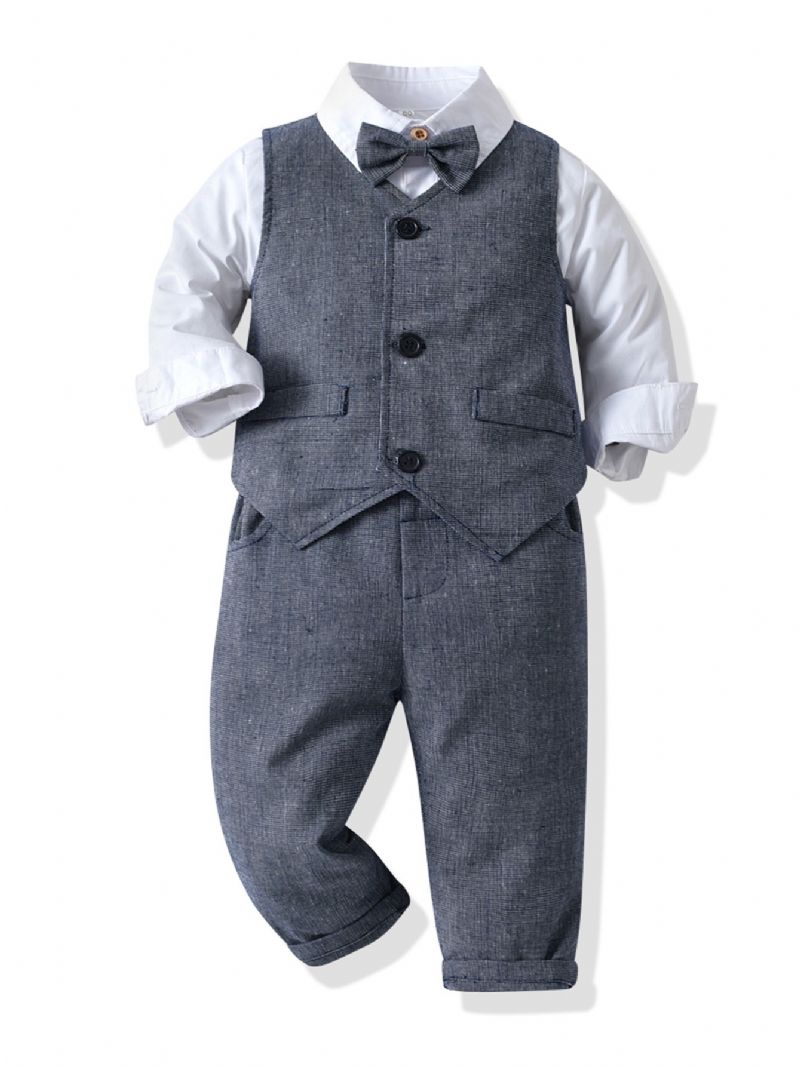 Baby Drenge Gentleman Outfit Formel Jakkesæt Langærmet Tøjsæt