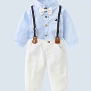 Baby Drenge Gentleman Outfit Langærmet Bodysuit & Suspender Pants Set