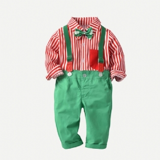 Baby Drenge Gentleman Outfit Langærmet Button-up Top & Suspender Buks Sæt Jul