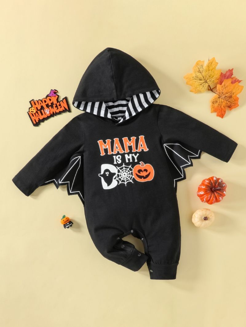 Baby Drenge Halloween Pumpkin Romper Jumpsuit Med Vinger