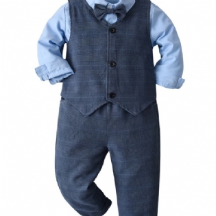 Baby Drenge Herre Outfit Langærmet Butterfly Skjorte & Veste Og Bukser Sæt Børnetøj