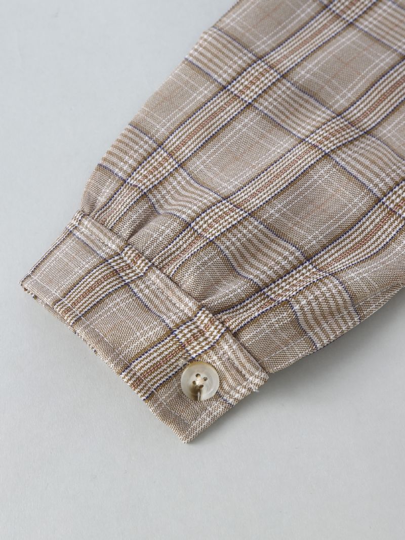 Baby Drenge Herre Outfit Langærmet Skjorte Med Sløjfe Og Plaid Selebukser Sæt Børnetøj