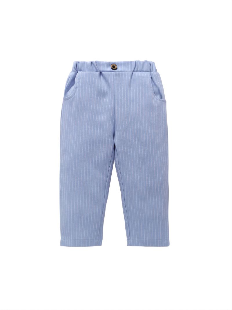 Baby Drenge Herre Outfit Langærmet Stribet Skjorte Med Sløjfedekor Og Stribe Bukser Sæt Til Bryllup