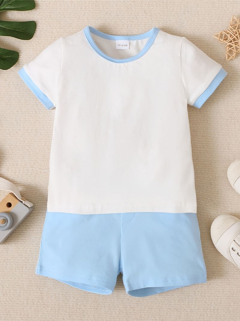 Baby Drenge Kortærmet Bomuld Top & Shorts Sæt