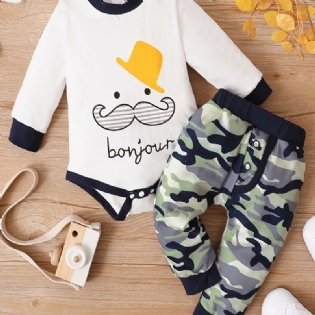Baby Drenge Langærmet Romper Bodysuit + Matchende Camouflage Bukser Sæt Babytøj Outfit