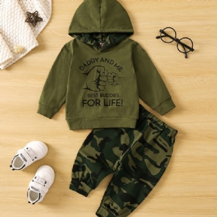 Baby Drenge Letter Print Camouflage Hættetrøje Sweatshirt Bukser Sæt