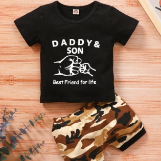 Baby Drenge Mode Outfits Print Kortærmede Camouflage Shorts Sæt