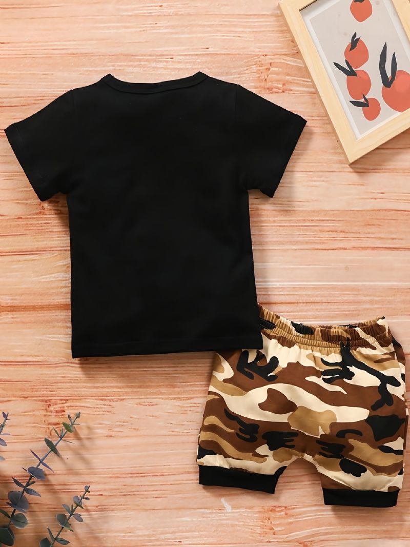 Baby Drenge Mode Outfits Print Kortærmede Camouflage Shorts Sæt