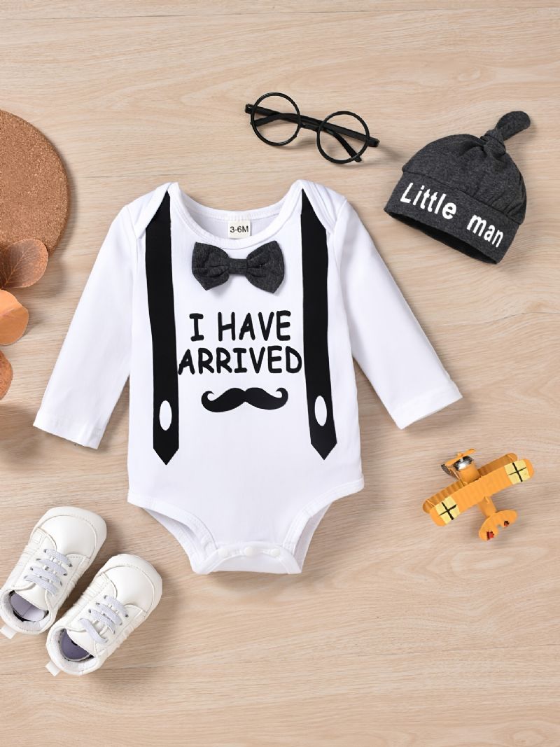 Baby Drenge Piger Langærmet Romper Bodysuit + Bukser + Hatte Sæt Layette Sæt Babytøj Til Nyfødte Spædbørn