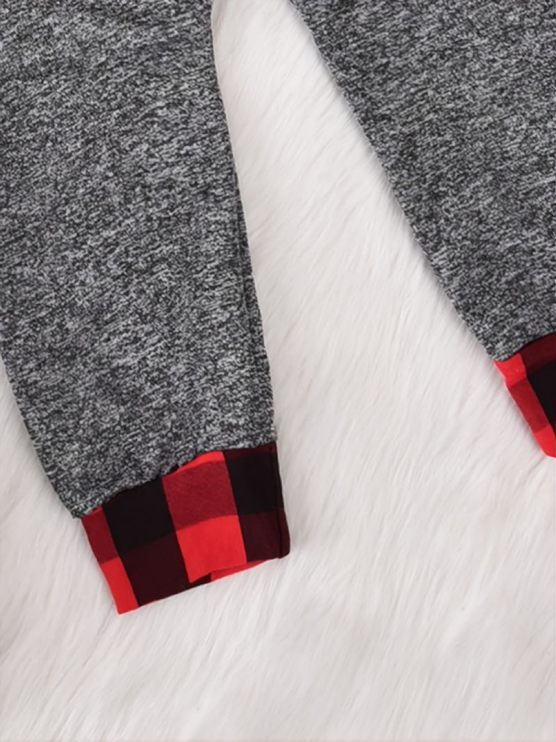 Baby Drenge Plaid Langærmet Sweatshirt & Bukser Sæt Jul