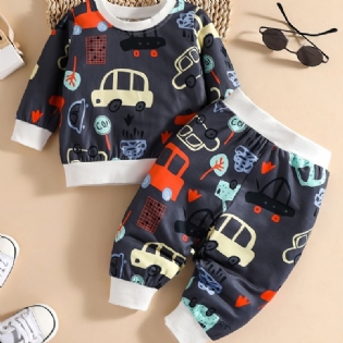 Baby Drenge Print Suits Langærmede Bukser Sæt