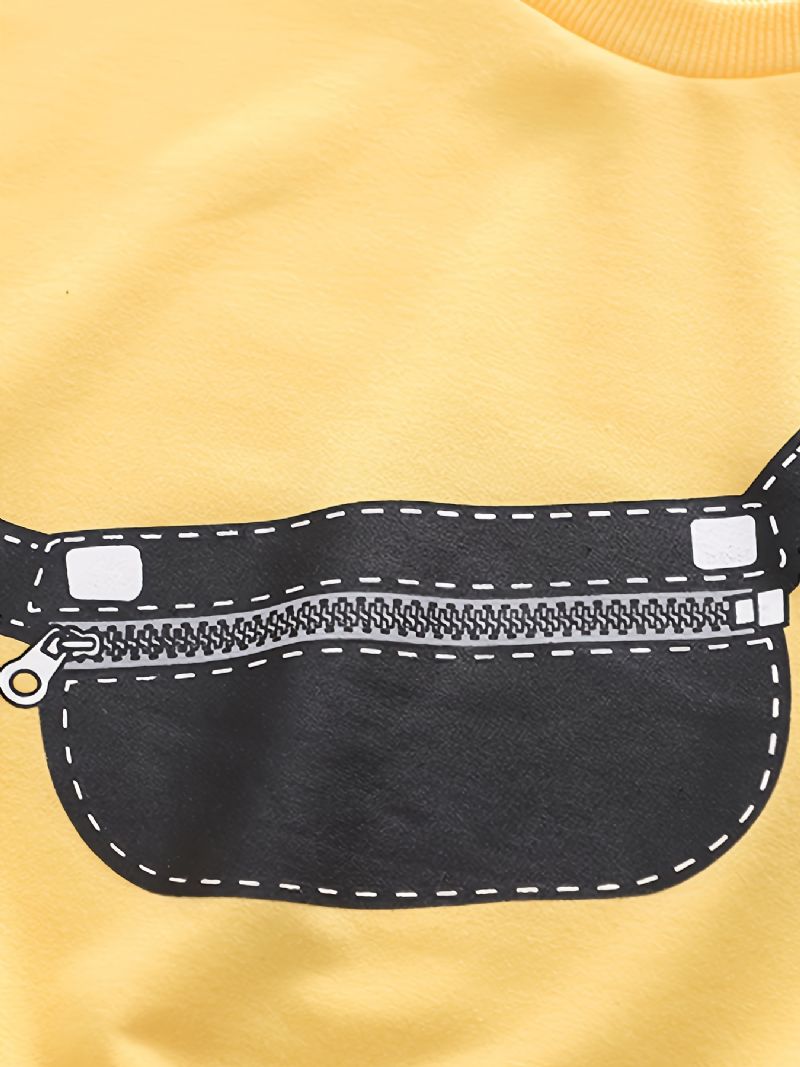 Baby Drenge Pullover Skoletaske Print Langærmet Rundhalset Sweatshirt & Bukser Sæt Børnetøj