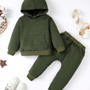 Baby Drenge Solid Hættetrøjer Sweatshirt Top & Bukser Sæt Vinter Sæt