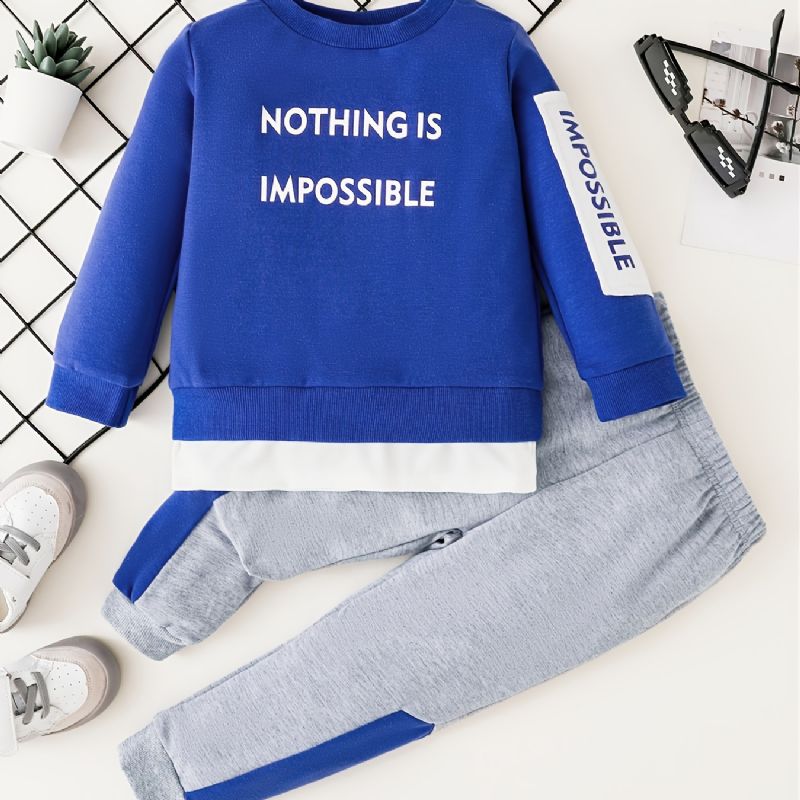 Baby Drenge Sweatshirt Og Matchende Joggerbukser Sæt Til Efterår Og Vinter Nyhed