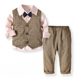Baby Toddler Drenge Gentleman Bowtie Outfits Langærmet Jakkesæt