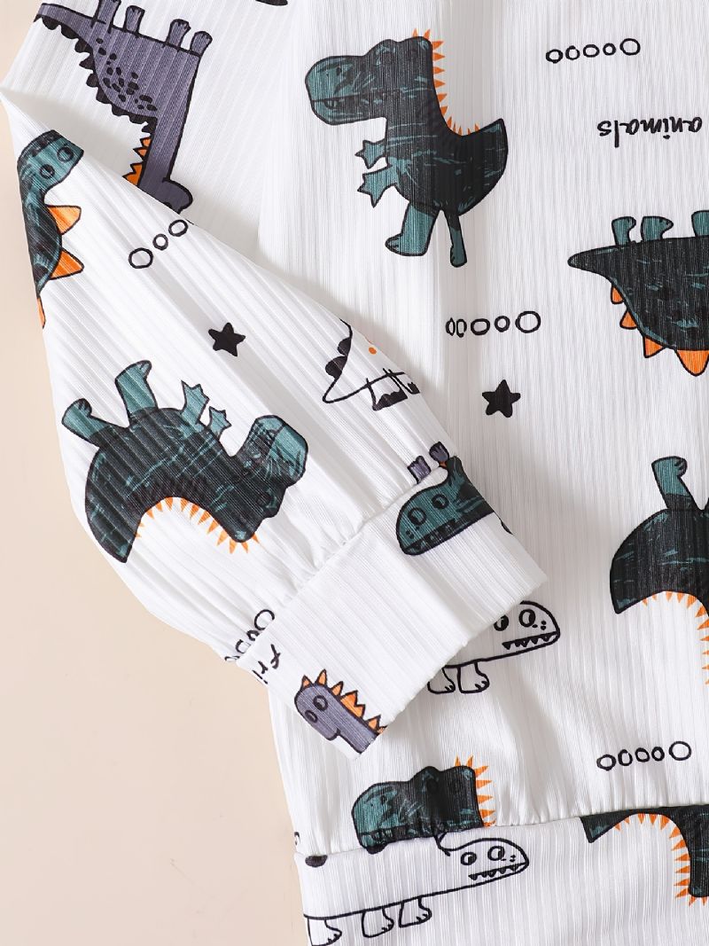Børn Drenge Lounge Wear Homewear Langærmet Top & Matchende Bukser Sæt Med Dinosaur Print