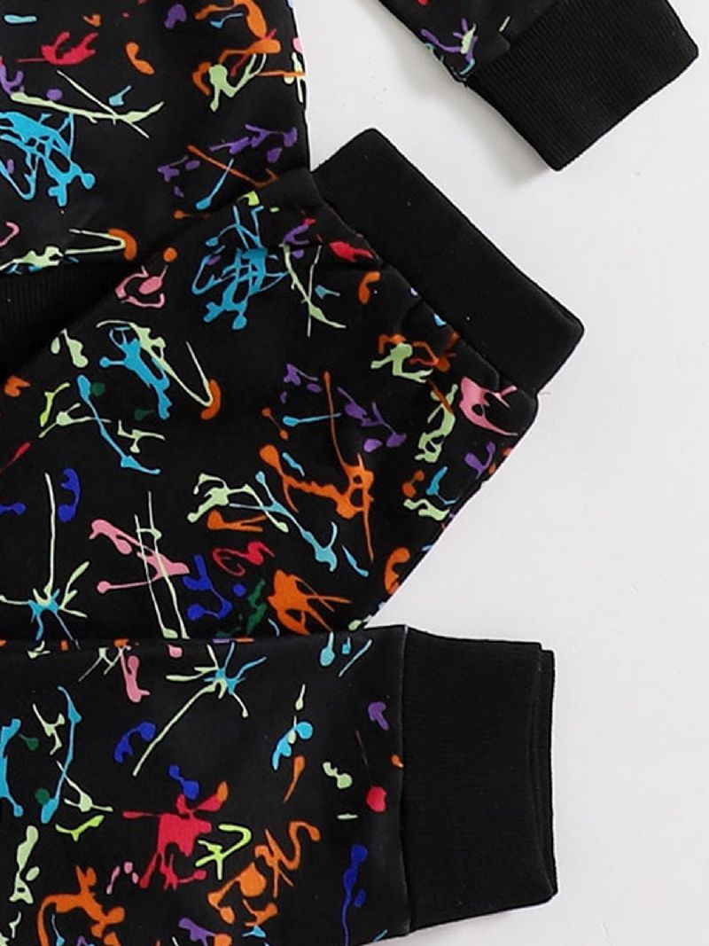 Dreng Blomsterprint Langærmet Rund Hals Sweatshirt & Bukser Sæt