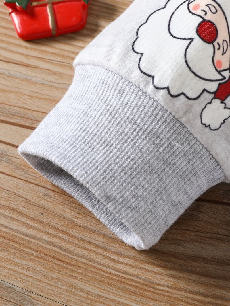 Drenge Afslappet Sød Julemandsprintsæt Med Termotrøje Sweatshirt Og Bukser Til Vinterjulefest
