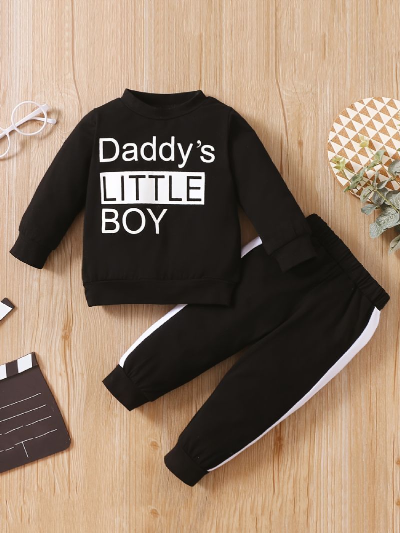 Drenge Alfabet Print Sweatshirt Bukser Sæt Til Efterår / Vinter