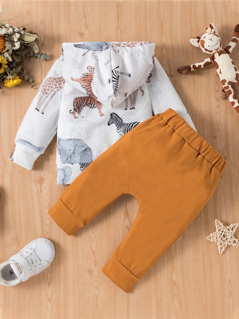 Drenge Animal Print Hættetrøje + Bukser Sæt Babytøj Outfits
