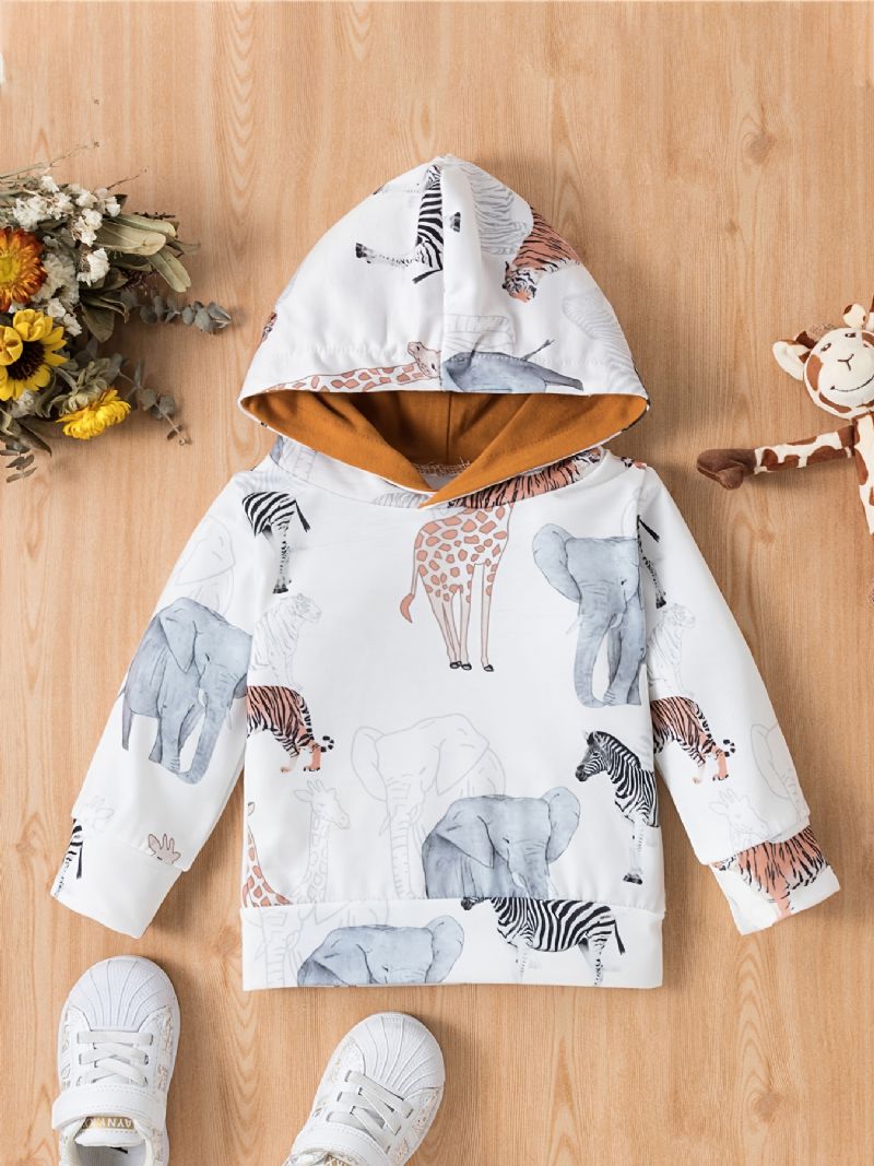 Drenge Animal Print Hættetrøje + Bukser Sæt Babytøj Outfits