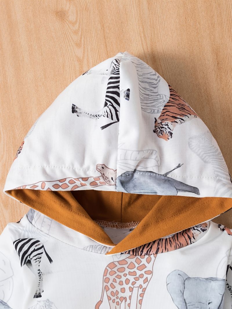 Drenge Animal Print Hættetrøje + Bukser Sæt Babytøj Outfits