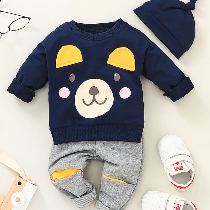 Drenge Animal Shape Langærmet Top + Bukser Sæt Babytøj