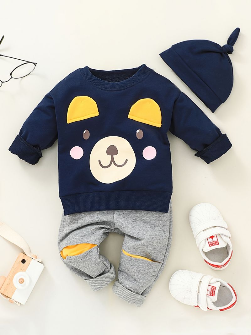 Drenge Animal Shape Langærmet Top + Bukser Sæt Babytøj