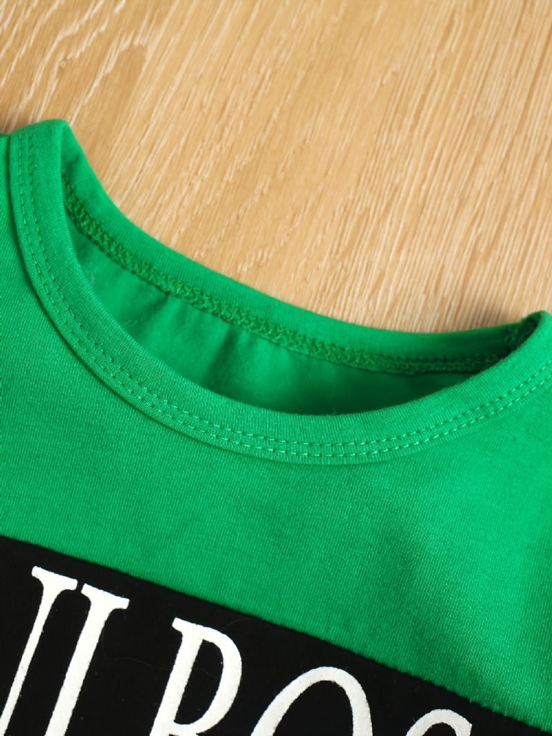Drenge Brev Print Langærmet Rundhals Sweatshirt Bukser Sæt Efterår Vinter