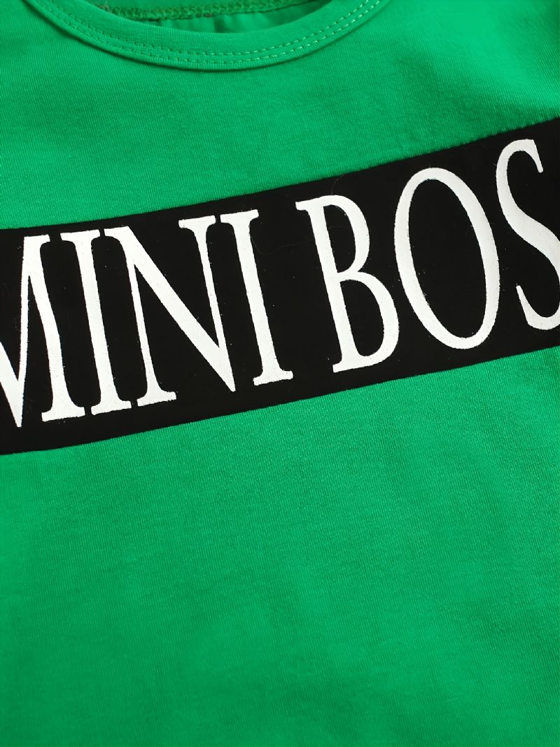 Drenge Brev Print Langærmet Rundhals Sweatshirt Bukser Sæt Efterår Vinter