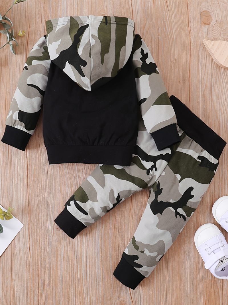 Drenge Casual Camouflage Print Sæt Med Mama's Hættetrøje Og Joggingbukser Til Vinteren