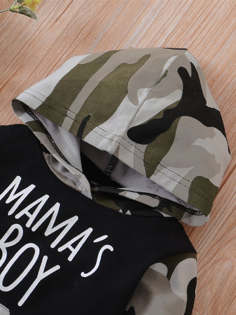 Drenge Casual Camouflage Print Sæt Med Mama's Hættetrøje Og Joggingbukser Til Vinteren