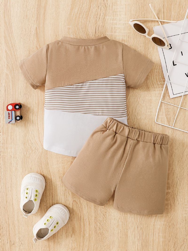 Drenge Colorblock Kortærmet Bomuld Top & Shorts Sæt
