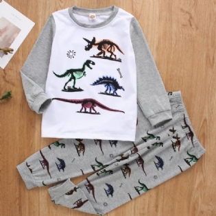 Drenge Dinosaur Print Langærmet Sweatshirt & Bukser Sæt