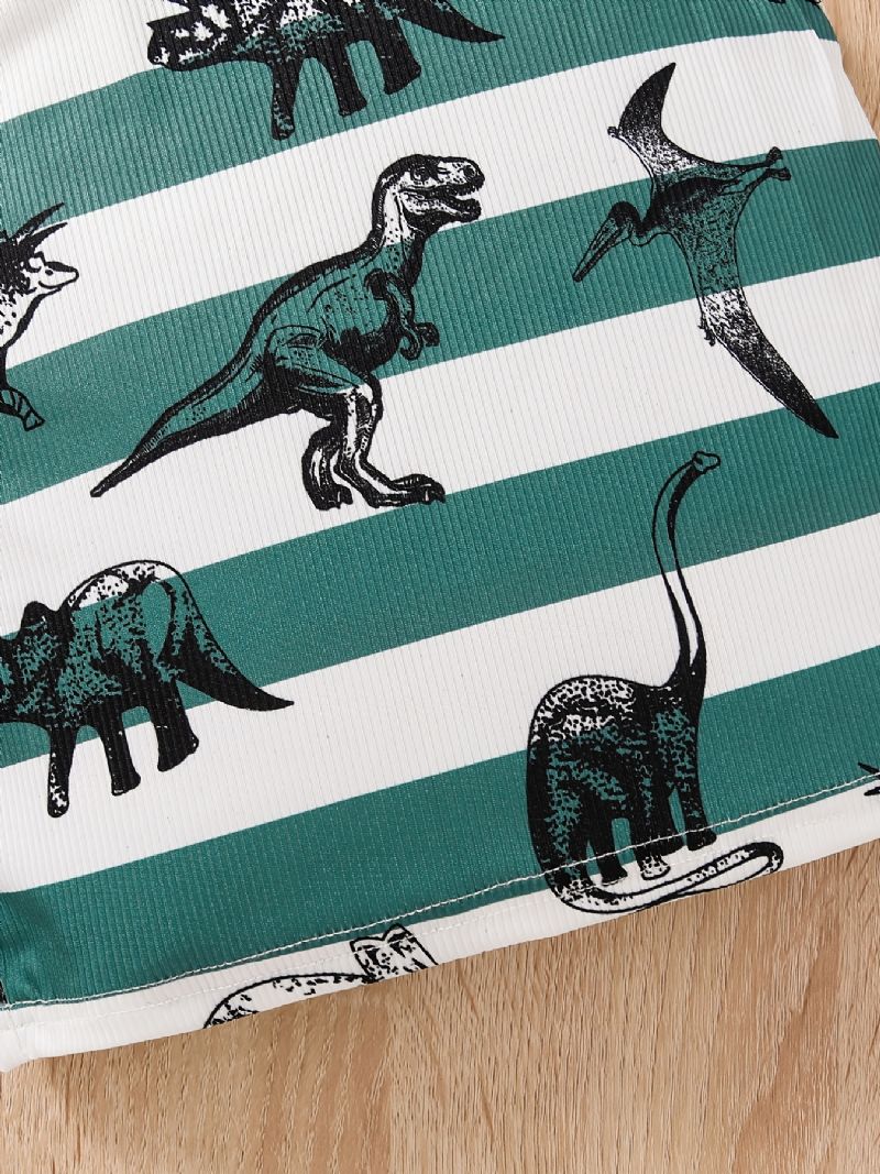 Drenge Dinosaur Stribet Print Tanktop + Shorts Sæt Babytøj Til Sommer