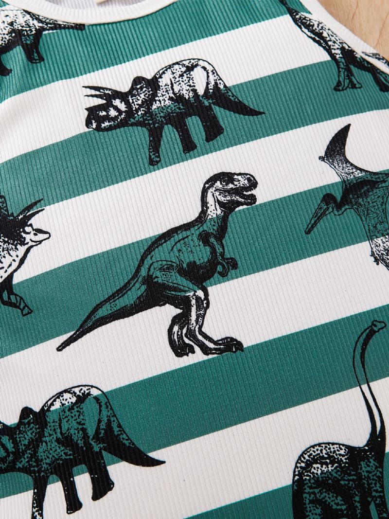 Drenge Dinosaur Stribet Print Tanktop + Shorts Sæt Babytøj Til Sommer