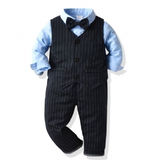 Drenge Formel Butterfly Onesies Langærmet Skjorte & Veste & Bukser Sæt Gentleman Sæt