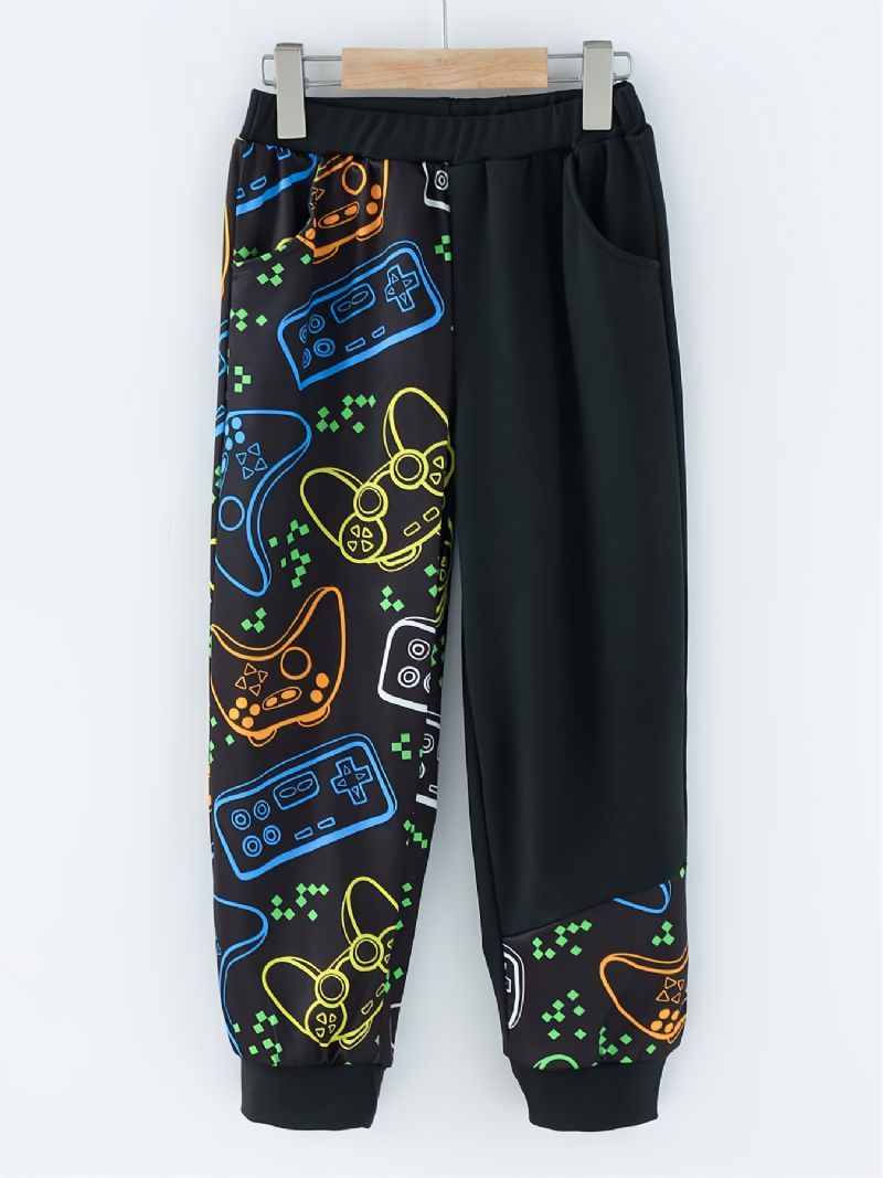 Drenge Game Blomsterprint Kontrast Langærmet + Sweatpants Outfit Sæt Drengetøj