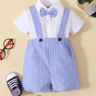 Drenge Gentleman Bowknot Romper Bodysuit + Suspender Shorts Sæt Babytøj Til Forår Efterår