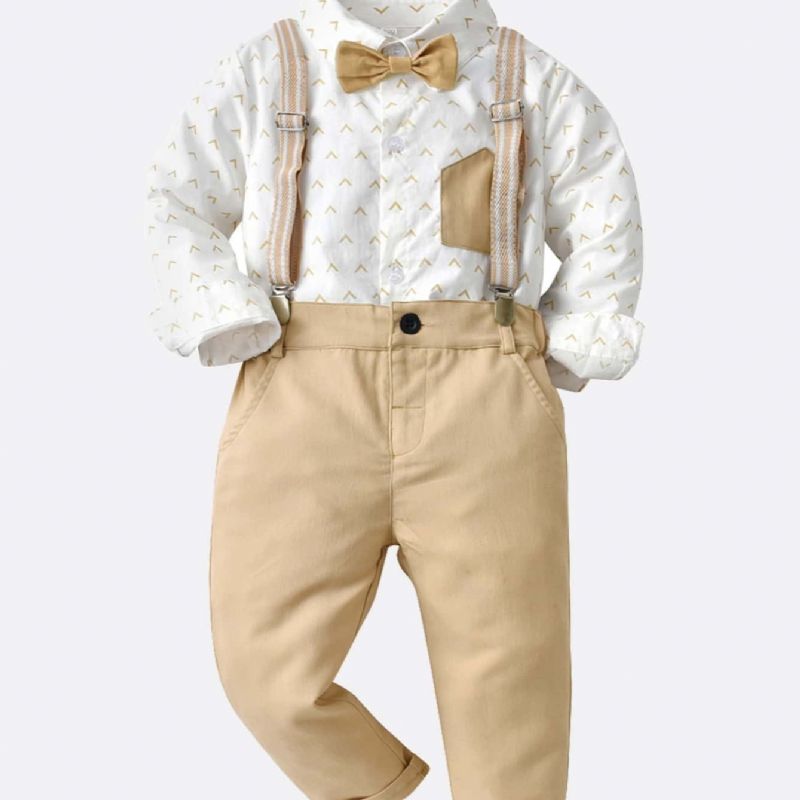 Drenge Gentleman Bowtie Skjorte & Overalls